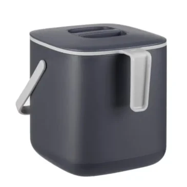 "Living Star 0.68 Gal Grey Compact Compost Bin for Kitchen Countertop," "Double bucket food waste filtration system."