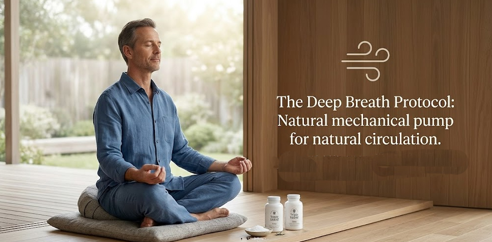 A man taking deep breathing, helping his healthy through the breath.
