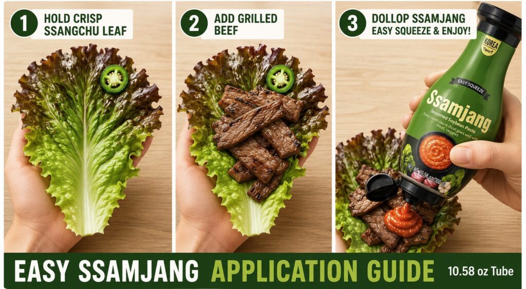 How to eat beef with Sssamjang and Ssangchu